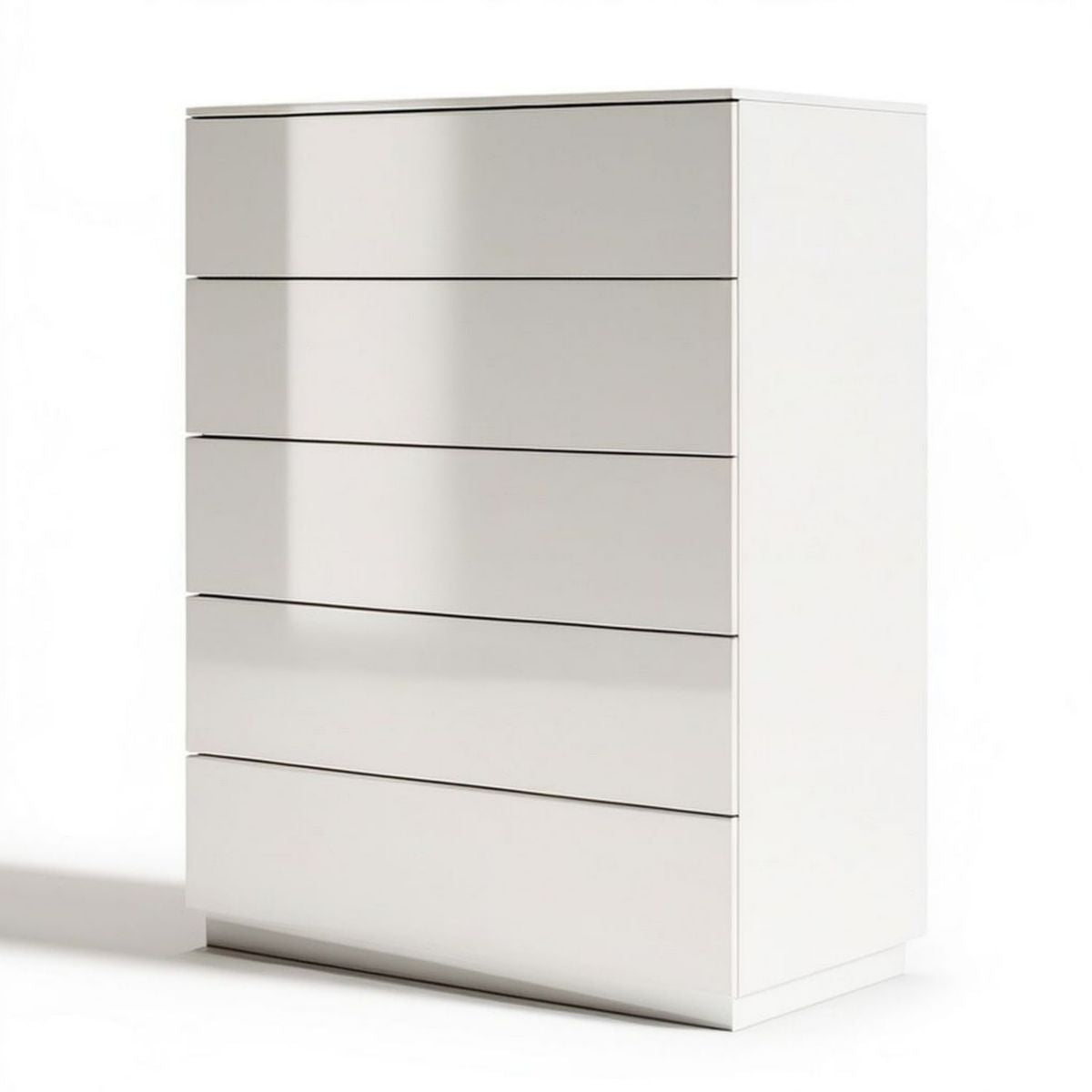 Kommode mit 5 grifflosen Schubladen, Weiss, 60 x 40 x 110 cm
