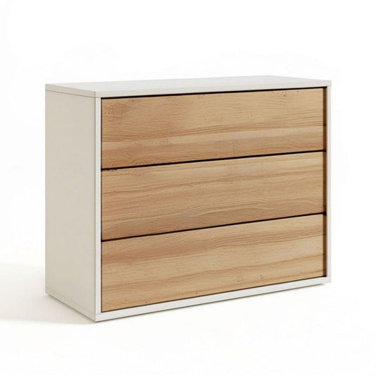 Kommode mit 3 Schubladen, 80 x 40 x 80 cm, Weiss/Natur-Eiche