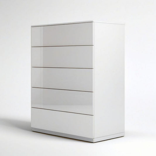 Weisse Kommode mit 5 Schubladen aus MDF, 80 x 40 x 110 cm