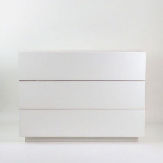 Kommode mit 3 grifflosen Schubladen, 100 x 45 x 80 cm, Weiss, MDF