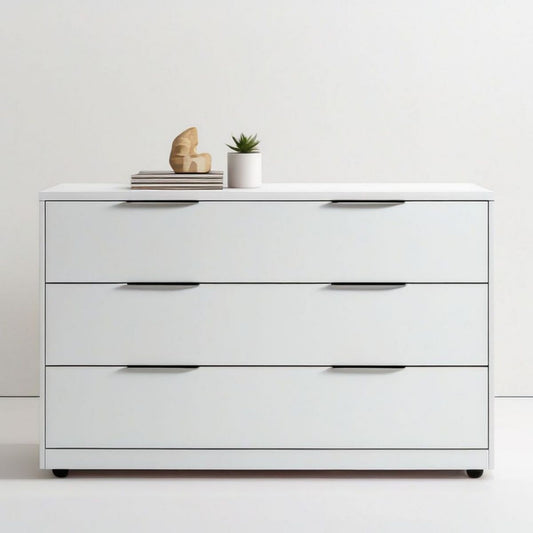 Kommode mit 3 Schubladen, Weiss/Schwarz, 140 x 40 x 78 cm